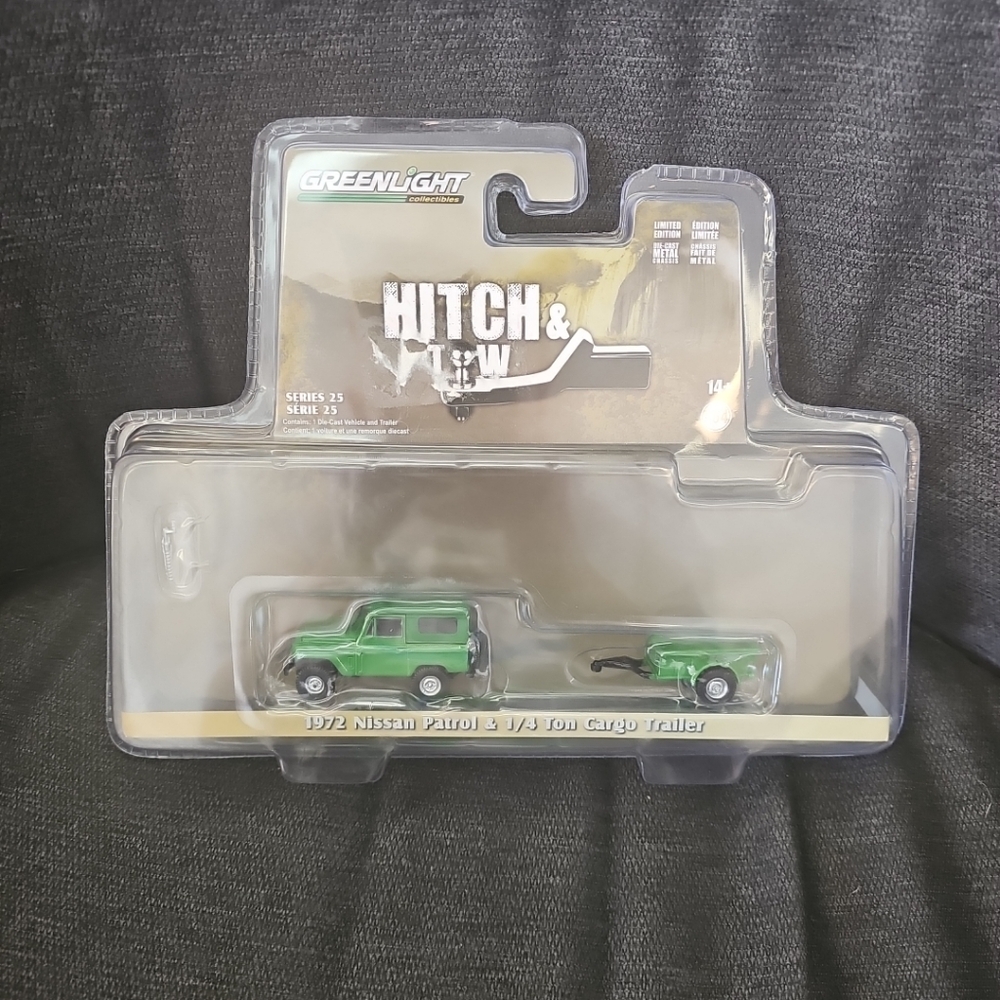 2022 Greenlight Hitch & Tow 1972 Nissan Patrol & 1/4 Ton Cargo Trailer Die-Cast